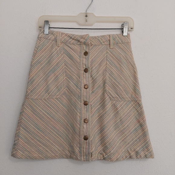 Pilcro And The Letterpress Skirt Womens 0 Rainbow Button Front Denim Mini. - Picture 2 of 7